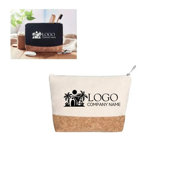Canvas And Cork Cosmetic Pouch Bag