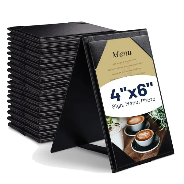 4 x 6 inches Leather Menu Sign Display Stand for Cafes Bars