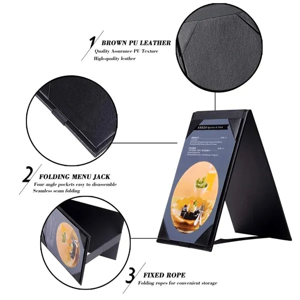 4 x 6 inches Leather Menu Sign Display Stand for Cafes Bars