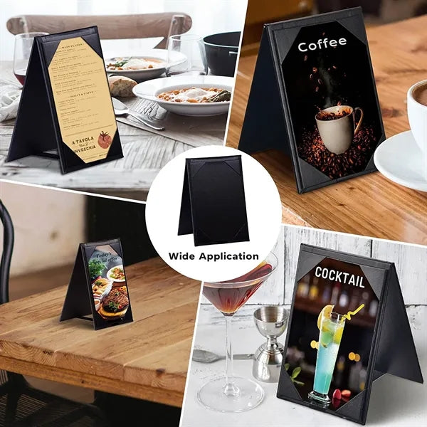 4 x 6 inches Leather Menu Sign Display Stand for Cafes Bars