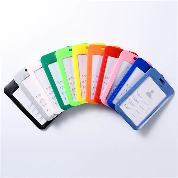 Sliding ID Badge Holder Hard Vertical Plastic Card Case