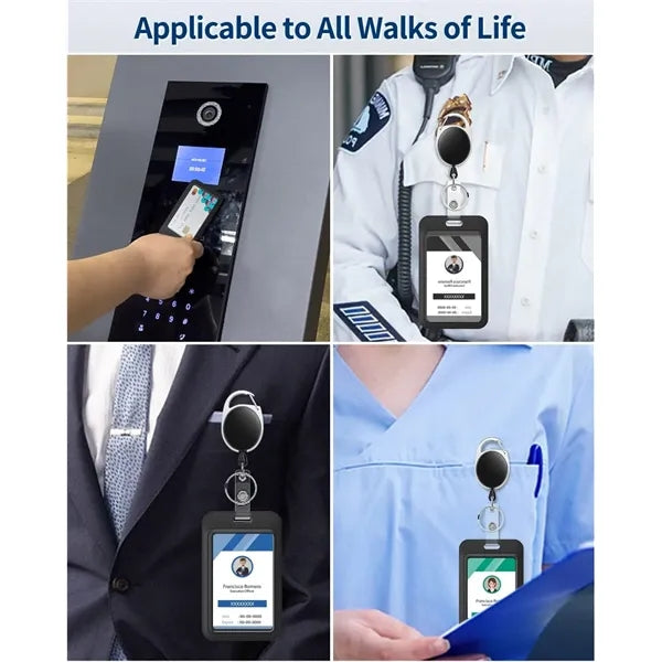 Sliding ID Badge Holder Hard Vertical Plastic Card Case