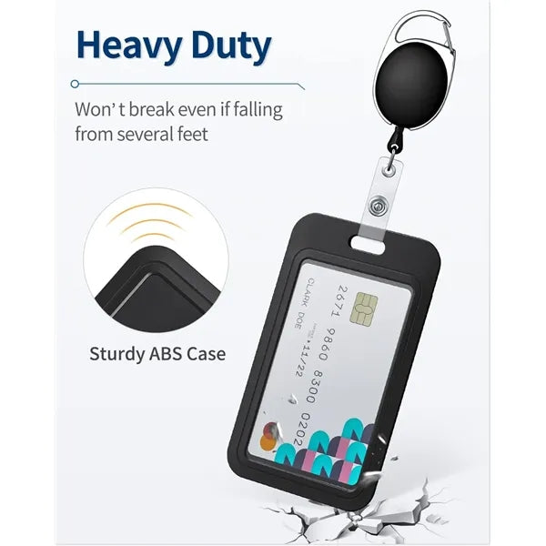 Sliding ID Badge Holder Hard Vertical Plastic Card Case