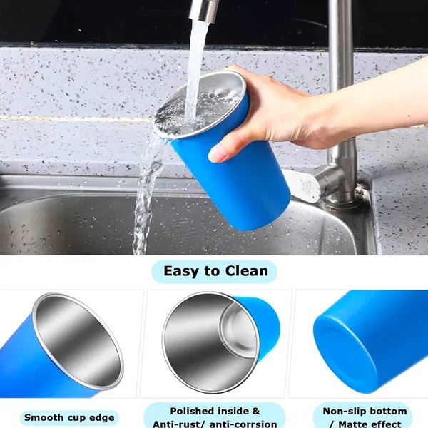 16 oz Stacking Stainless Steel Pint Cups