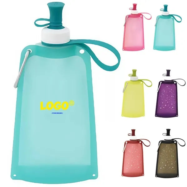 18oz. Collapsible Silicone Water Bottle Portable Lightweight