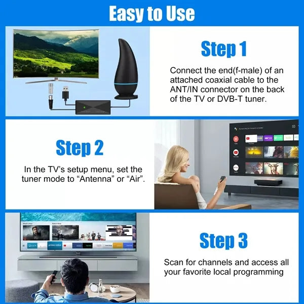 4K HDTV Indoor Antenna with 10ft Cable