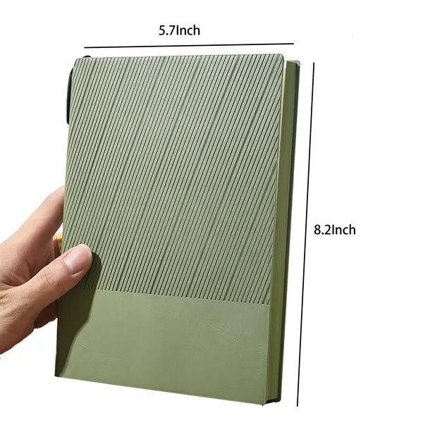 Pen-In-Pocket Leather Brushed Notebook