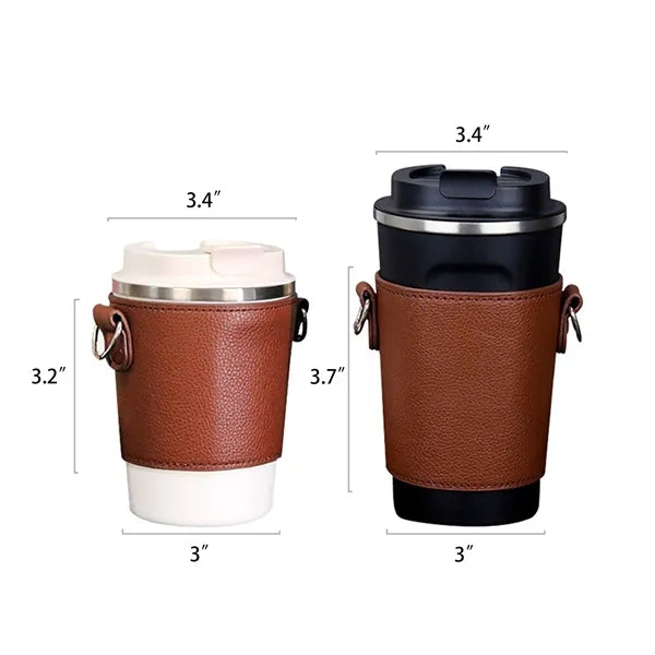 Cross-Strap Leather Beverage Sleeve