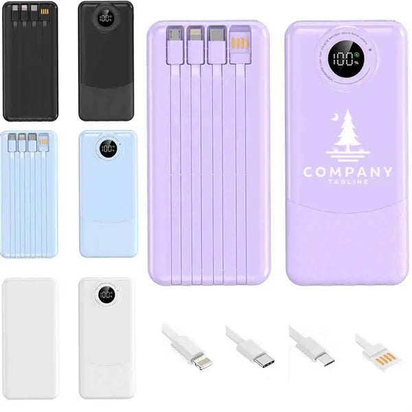 20000mAh Power Bank Built in Cables