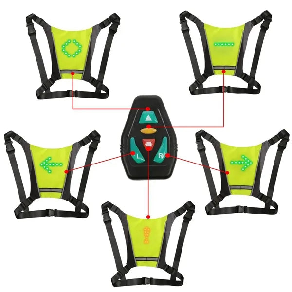 Wireless remote control LED cycling warning light backpack