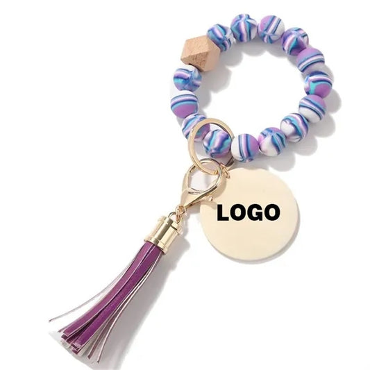 Silicone Bead Bracelet Key Ring Girl