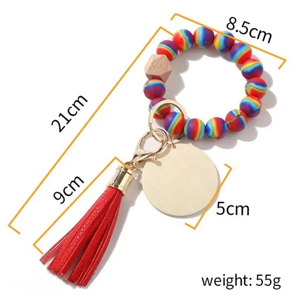 Silicone Bead Bracelet Key Ring Girl