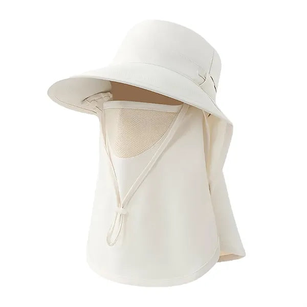 Sun Protection Wide Brim Hat with Face Cover Neck Flap