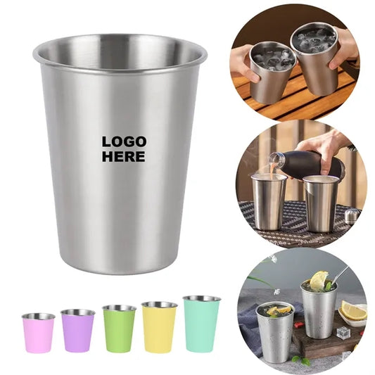 12oz Stainless Steel Pint Cup Metal Drinking Glasses