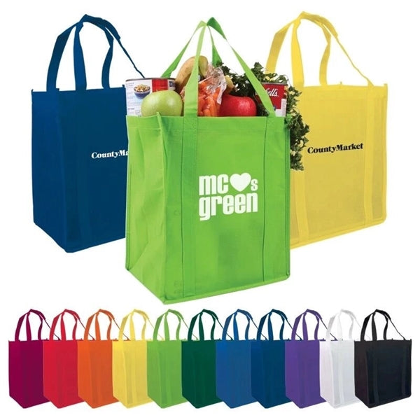 Non-Woven Grocery Tote Bag (12" W x 13" H x 8"D)