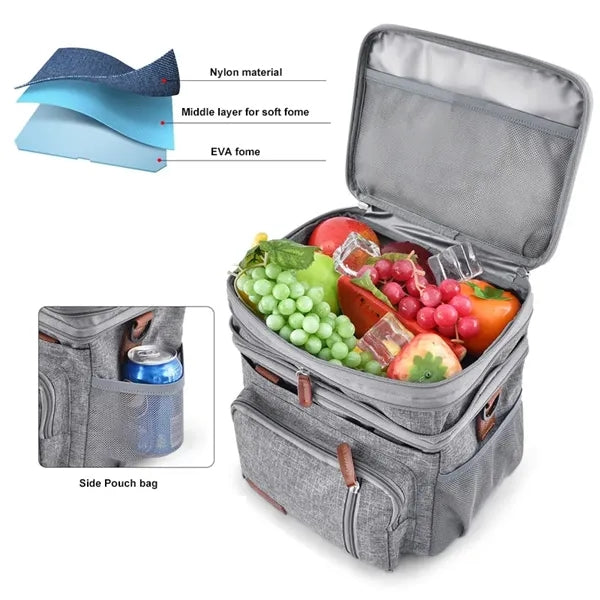 Lunch Bag Big Capacity 2 layers For Outdoor and Office