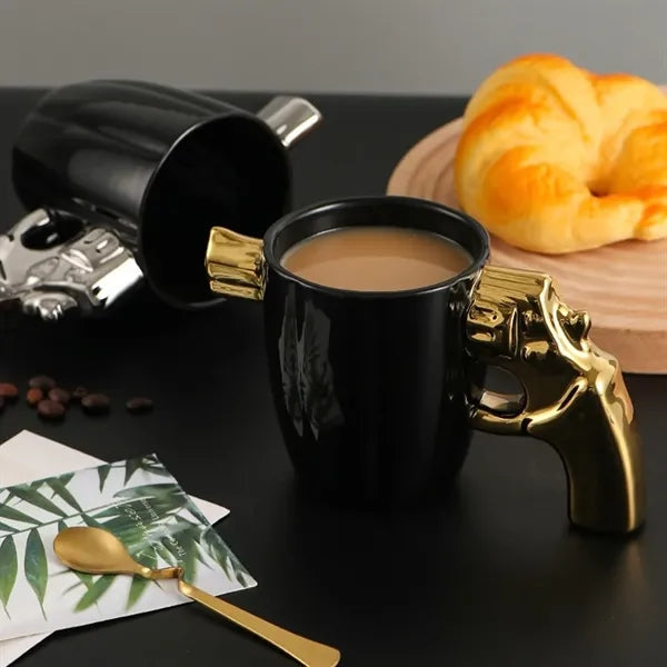3D Revolver Handle Ceramic Mug Unique Coffee Cup