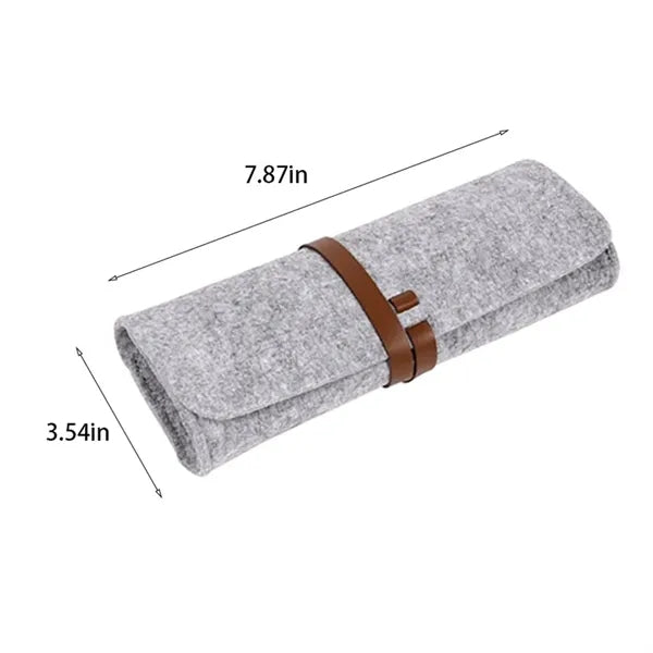 Student Portable Felt Solid Color Creative Roll Pencil Bag