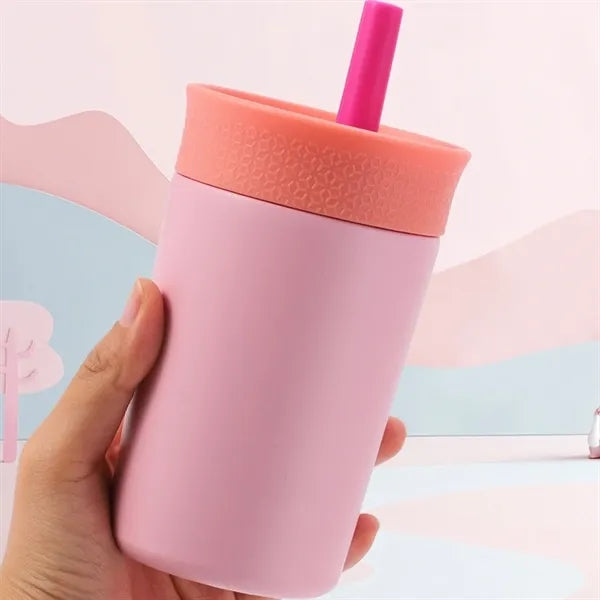 12oz. Stainless Steel Straw Tumbler Portable Coffee Cup