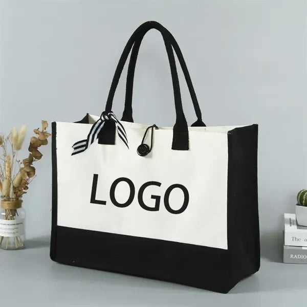 Initial Canvas Beach Bag