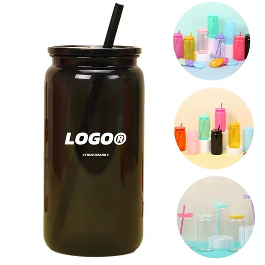 16oz. Acrylic Mason Jar Tumbler with Straw Colorful