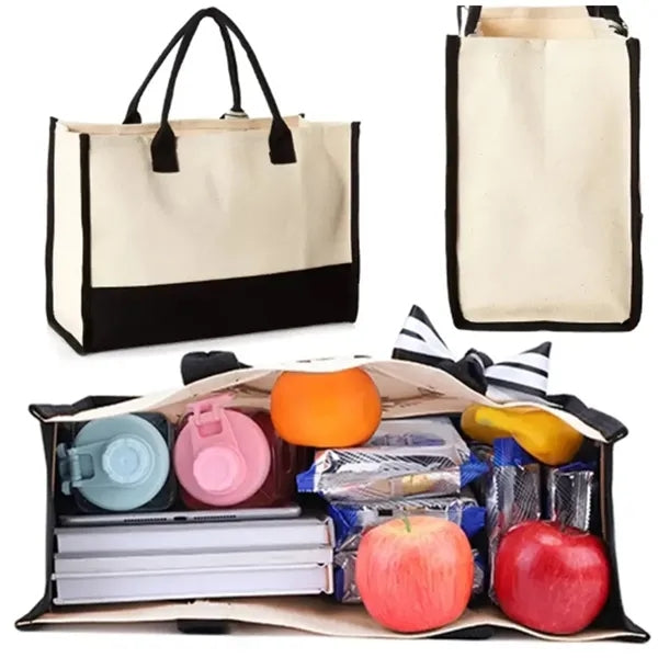 Initial Canvas Beach Tote Bag