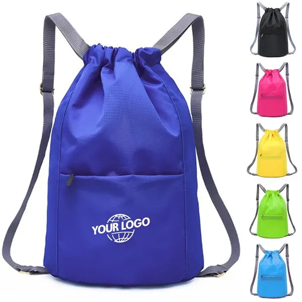 Waterproof Drawstring Sports Backpack with Zipper
