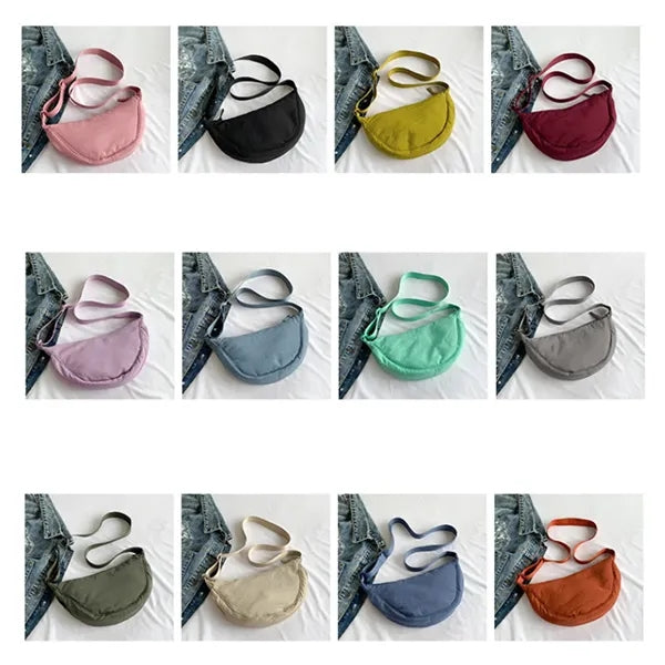 Nylon Shoulder Crossbody Bag with Adjustable Strap and Zip"