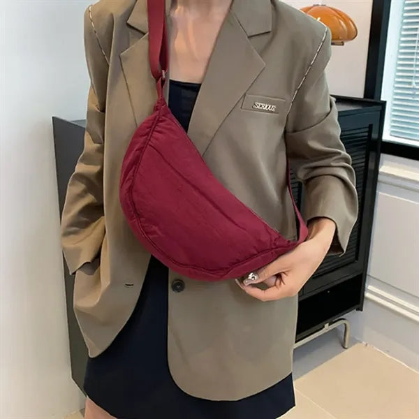 Nylon Shoulder Crossbody Bag with Adjustable Strap and Zip"