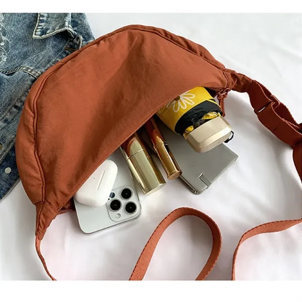 Nylon Shoulder Crossbody Bag with Adjustable Strap and Zip"