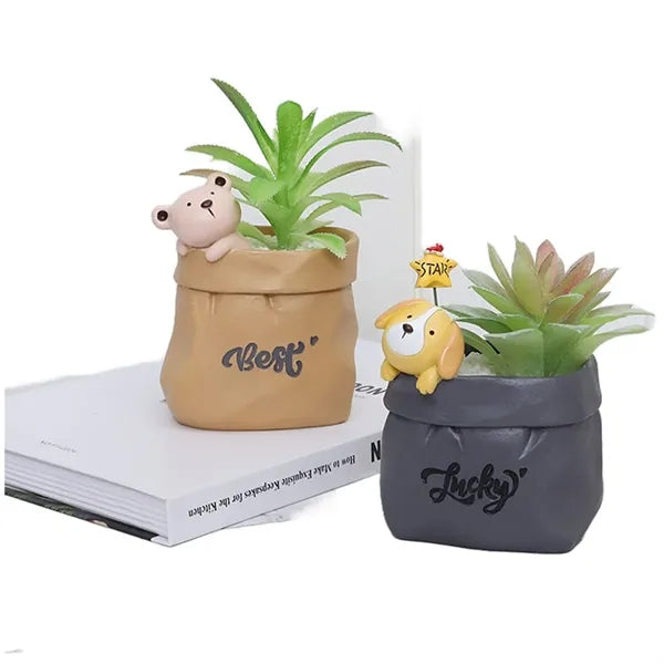 Vintage Faux Paper Bag Creative Small Flower Pot