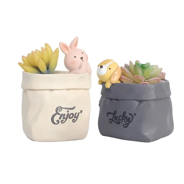 Vintage Faux Paper Bag Creative Small Flower Pot