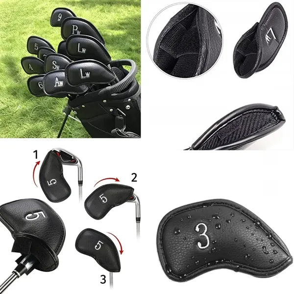 12pcs Thick Synthetic Leather Golf Iron Head Covers Set