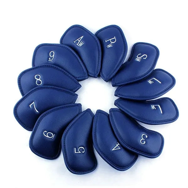 12pcs Thick Synthetic Leather Golf Iron Head Covers Set