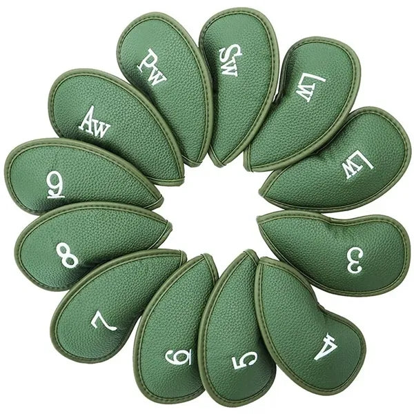 12pcs Thick Synthetic Leather Golf Iron Head Covers Set