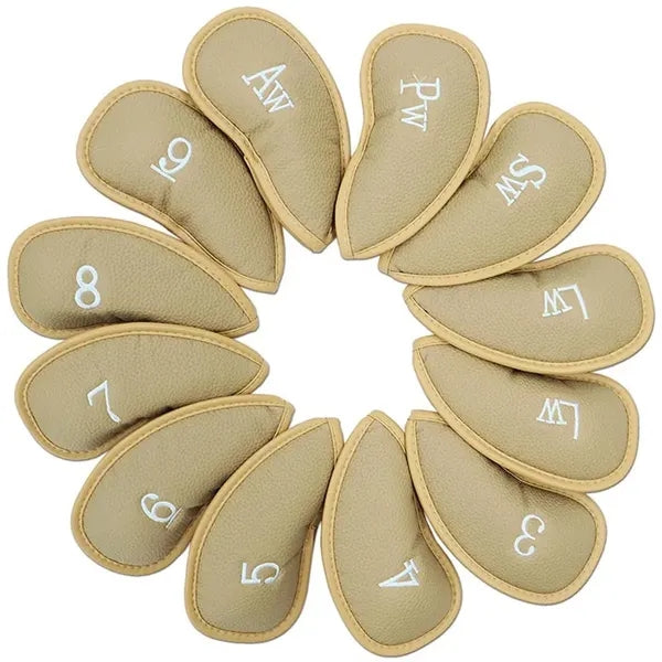 12pcs Thick Synthetic Leather Golf Iron Head Covers Set