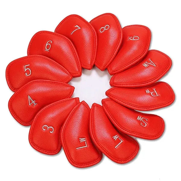 12pcs Thick Synthetic Leather Golf Iron Head Covers Set