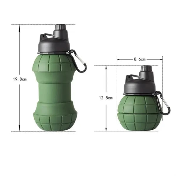 Collapsible Grenade-Shaped Silicone Water Bottle
