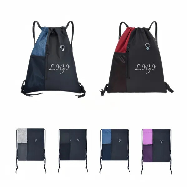 Mesh Pocket Drawstring Backpack