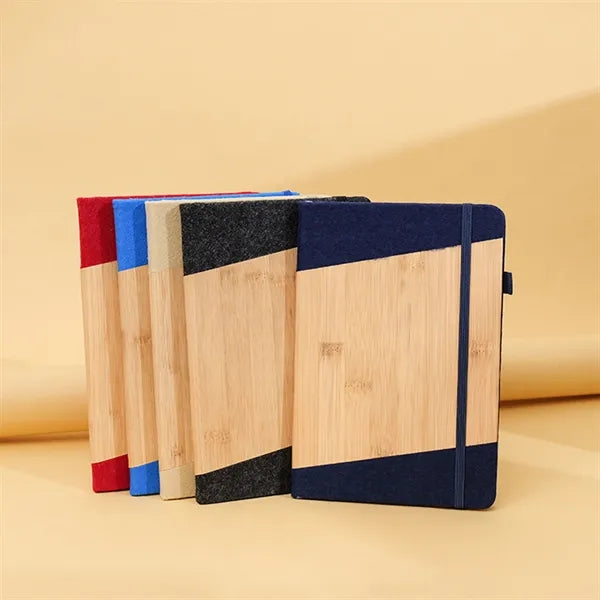 Bamboo wood business notebook with customizable logo