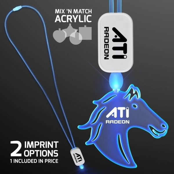 LED Neon Lanyards with Acrylic Horse Pendant