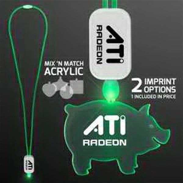 LED Neon Lanyard with Acrylic Pig Pendant