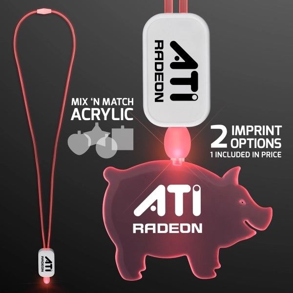 LED Neon Lanyard with Acrylic Pig Pendant