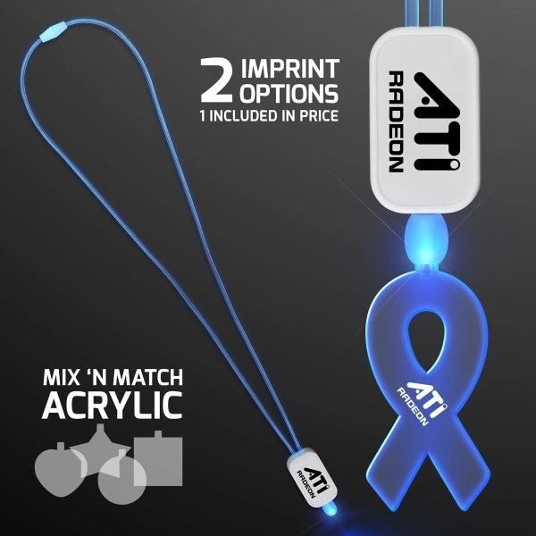LED Neon Lanyard with Acrylic Ribbon Pendant