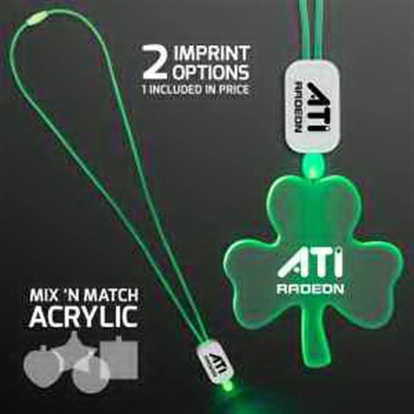 LED Neon Lanyard with Acrylic Shamrock Pendant