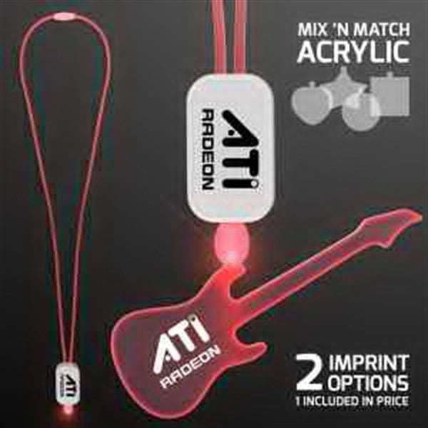 LED Neon Lanyards with Acrylic Guitar Pendant