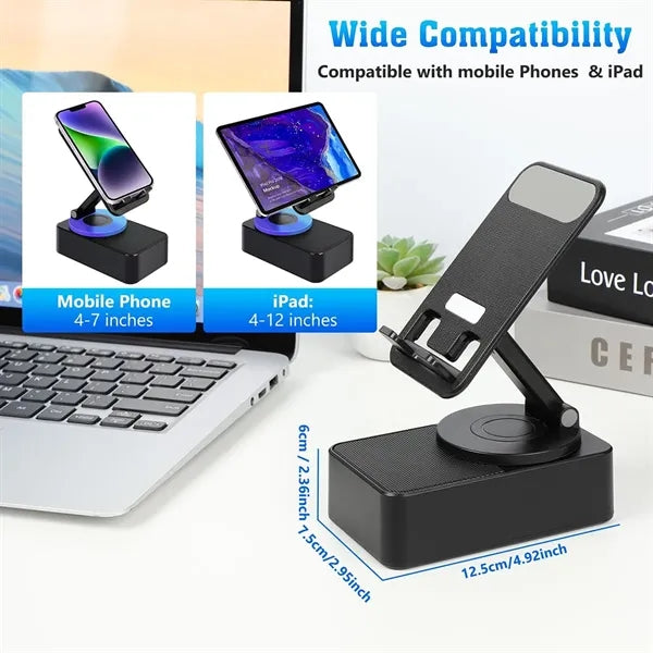 Foldable Cell Phone Stand with Wireless Bluetooth Speaker