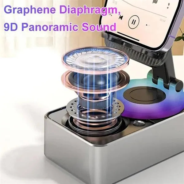 Foldable Cell Phone Stand with Wireless Bluetooth Speaker