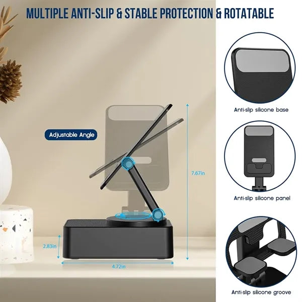 Foldable Cell Phone Stand with Wireless Bluetooth Speaker