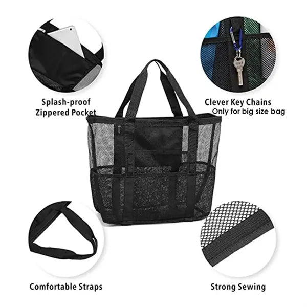 Large Foldable Mesh Beach Swimming Tote Bag